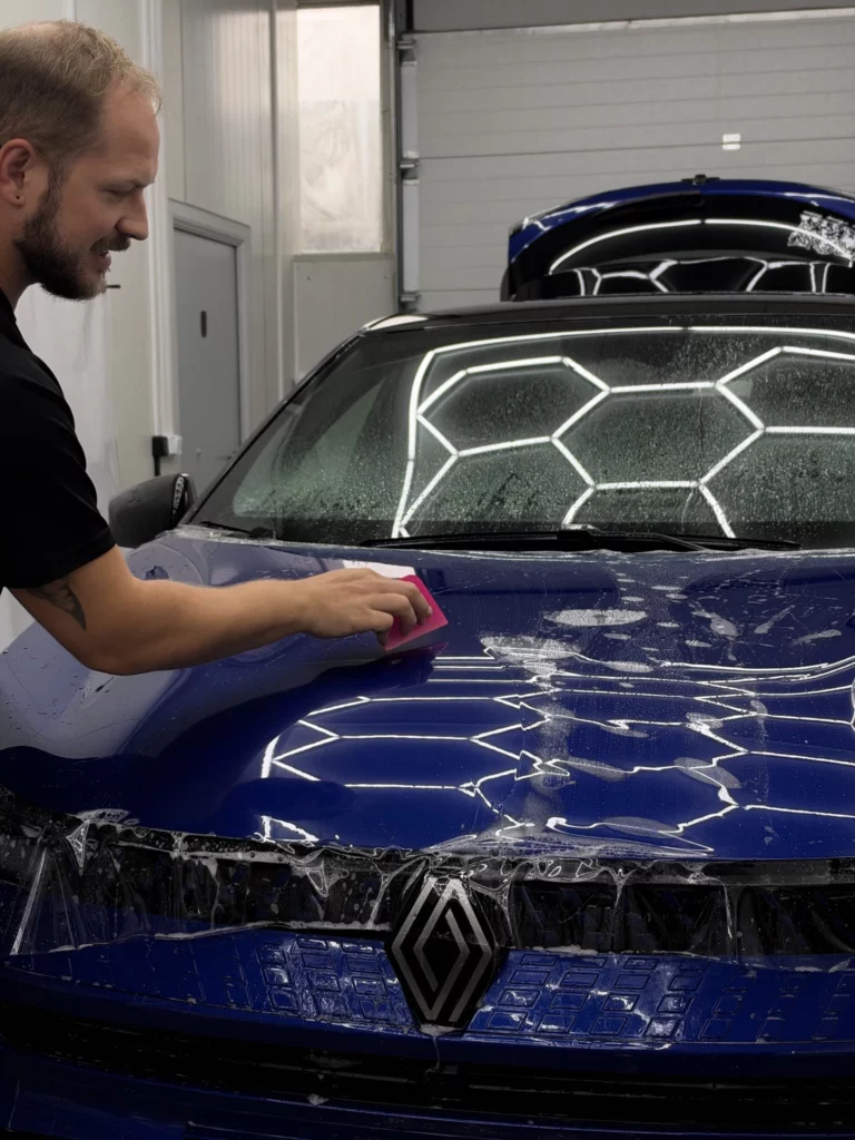 Wygładzanie folii PPF na masce Renault Captur
